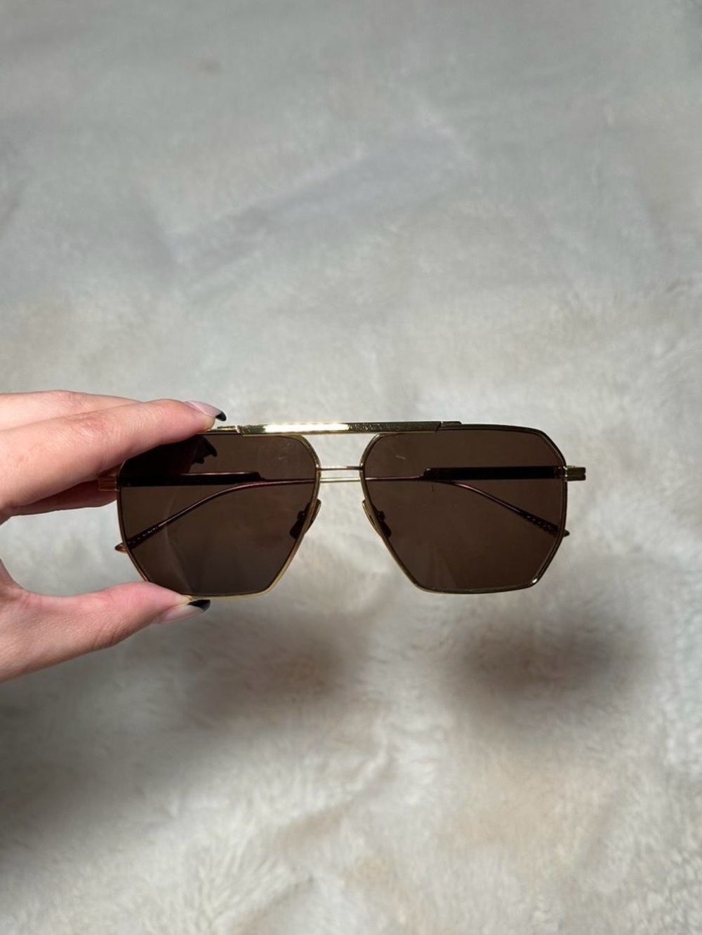 Bottega Veneta Gold Frame Brown Lens Women's Sunglasses